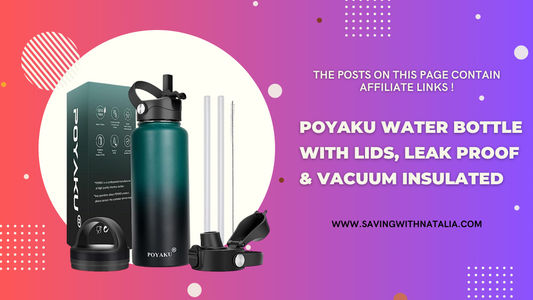 POYAKU Water Bottle with Lids, Leak Proof & Vacuum Insulated